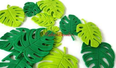 Fondant Palm Monstera Leaves Cake Toppers for a tropical or jungle cake