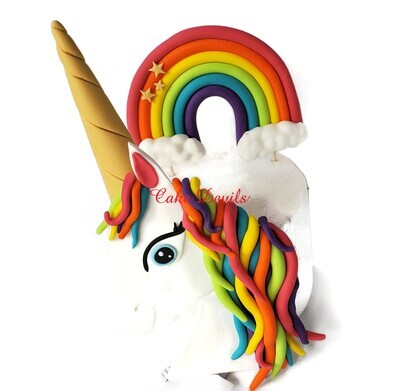 Fondant Unicorn Head, Horn, and Rainbow Cake Toppers