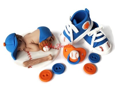Fondant Baseball Sneakers Cake Toppers for Baby Shower