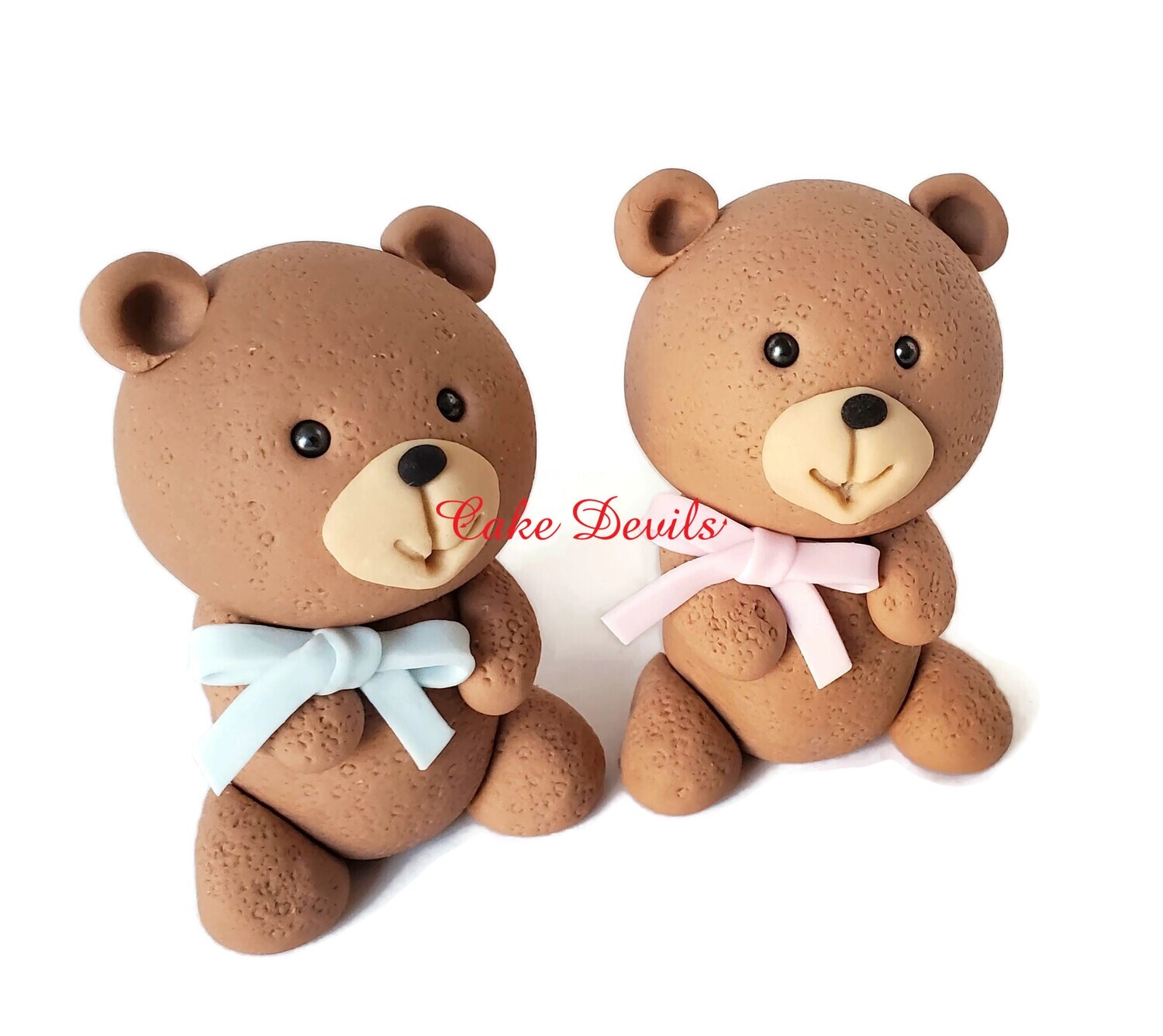 Fondant Gender Reveal Teddy Bear Cake Toppers, Also great for Baby Shower, Birthday and more!