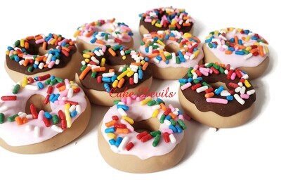 Fondant Donut Cupcake Toppers with Sprinkles and Doughnut Cake Decorations