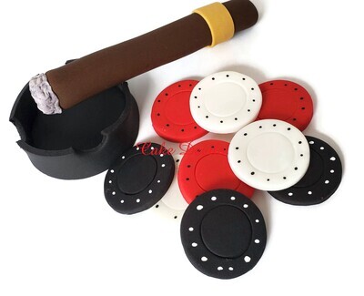 Fondant Casino Cake Toppers, Poker Chips, Cigar, Ashtray