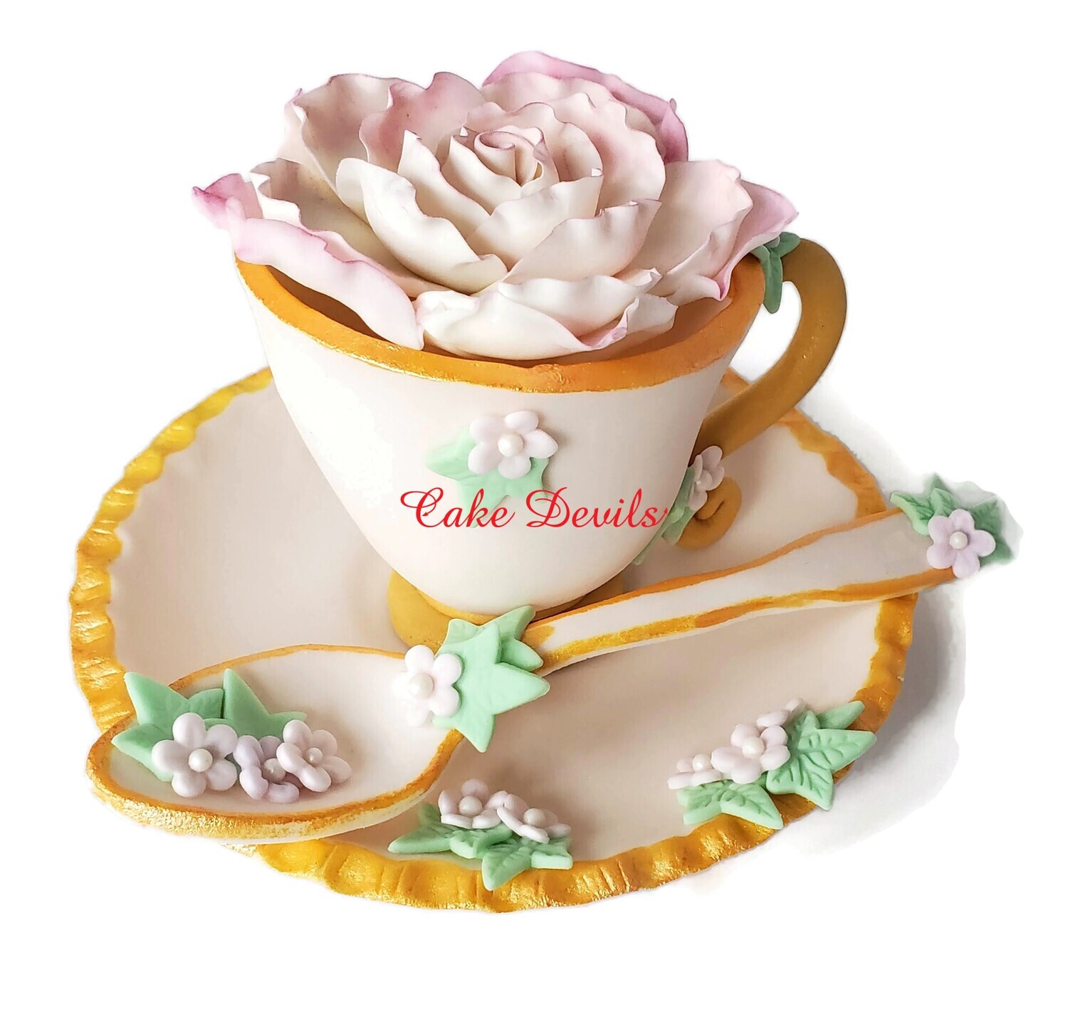 Elegant Tea Party Fondant Cake Toppers for Bridal Shower, Birthday Brunch or Baby Shower