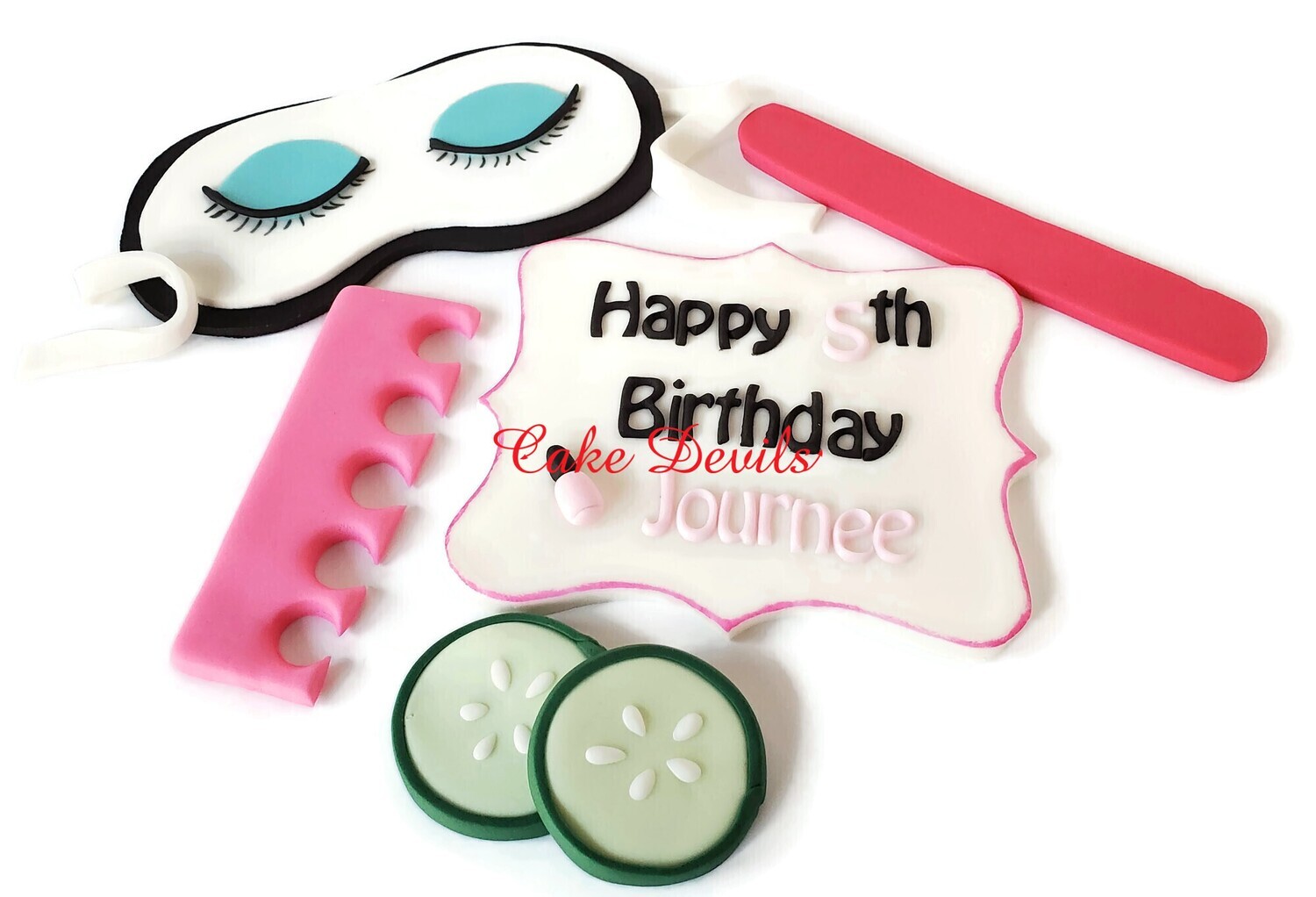 Fondant Spa Party Cake Toppers