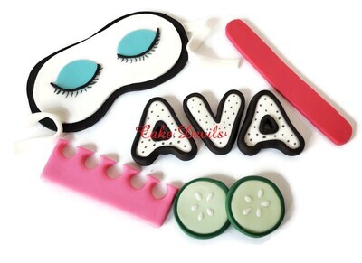 Fondant Spa Party Cake Toppers