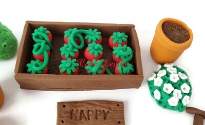 Fondant Garden Cake Toppers, Plants and Vegetables Cake Decorations