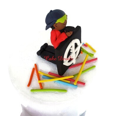 Laser Tag Player with Target and Laser Sticks fondant Cake Toppers for a Game Birthday Party