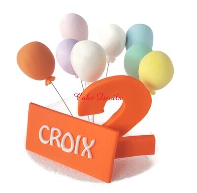Fondant Balloons Cake Toppers with optional Name and Age