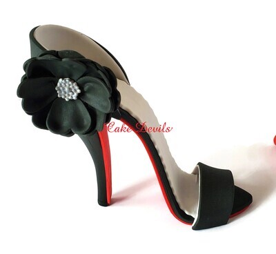 High Heel Shoe with Flower Fondant Cake Topper, Fondant Stiletto heel with lace embroidery
