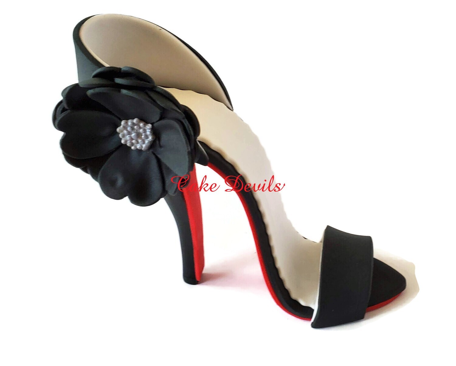 High Heel Shoe with Flower Fondant Cake Topper, Fondant Stiletto heel with lace embroidery
