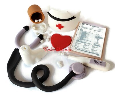 Fondant Nurse Themed Cake Toppers, Great for graduation or retirement!