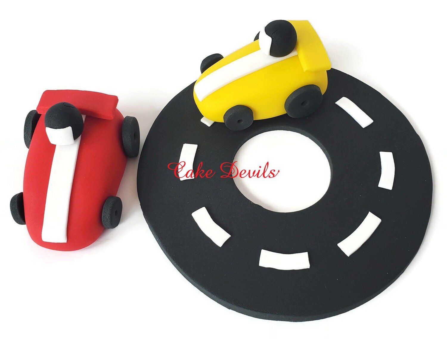 Fondant Race Car Cake Toppers with Circle Race Track