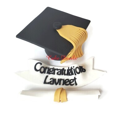Graduation Cap, Congratulations Banner, and Diploma Fondant Cake Toppers and Decorations