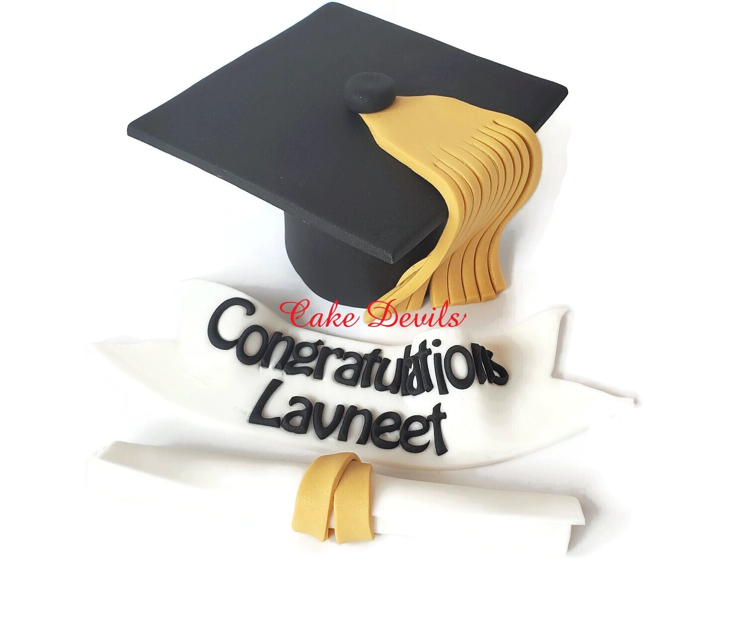 Graduation Cap, Congratulations Banner, and Diploma Fondant Cake Toppers and Decorations