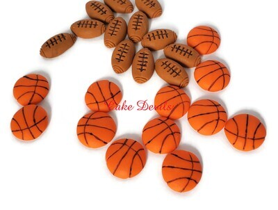 Fondant Football, Basketball, and Baseball Cake Toppers, Great Sports Cupcake Toppers or Cake Decorations