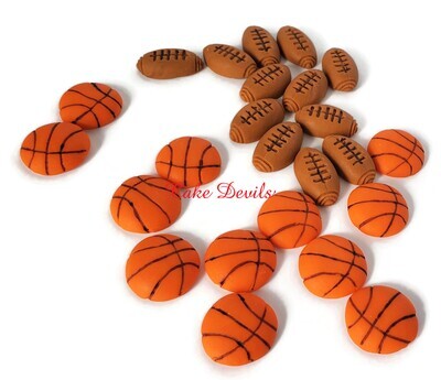 Fondant Football, Basketball, and Baseball Cake Toppers, Great Sports Cupcake Toppers or Cake Decorations
