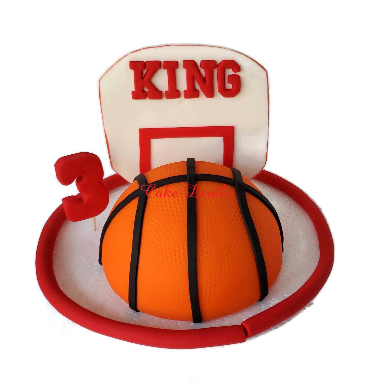 Fondant Basketball and Backboard for Hoop Cake Topper, Half Basketball
