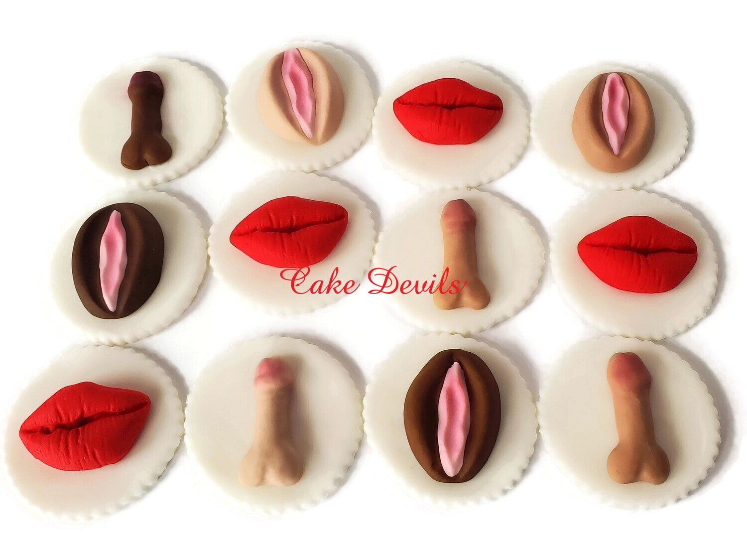Naughty Erotic, Penis, Vagina, Lips Fondant Cupcake Toppers