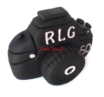 Camera and Clapboard Fondant Cake Toppers, with initials, for the photographer