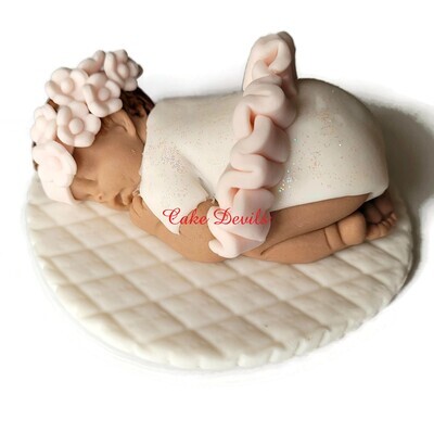 Fondant Sparkle baby girl with Tutu and Headband Baby Shower Cake Topper