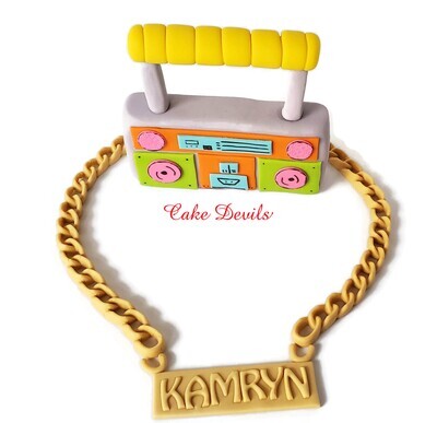 80's 90's Fondant Hip Hop Neon Music and Graffiti Cake Toppers