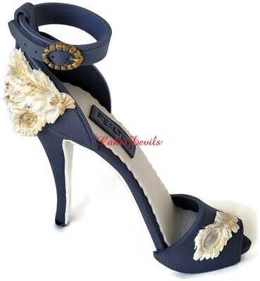 White Peacock High Heel Shoe and Purse Cake, Fondant Toppers