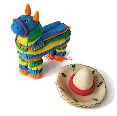 Llama Pinata Cake Topper and Mexican Sombrero Cake Decorations perfect for a Fiesta!