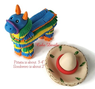 Llama Pinata Cake Topper and Mexican Sombrero Cake Decorations perfect for a Fiesta!