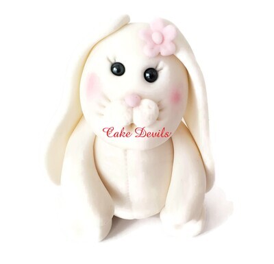 Bunny Rabbit Cake, Fondant Bunny Cake Topper with age and flower decorations