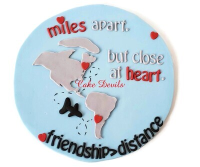 Moving Away Cake, Fondant Map Cake Decorations, Miles Apart but Close at Heart Cake Topper, New Beginnings