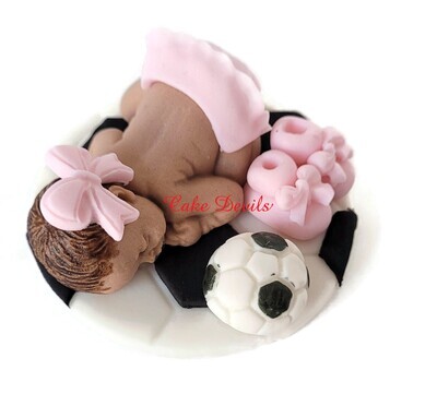 Soccer Baby Shower Fondant Cake Topper for boy or girl