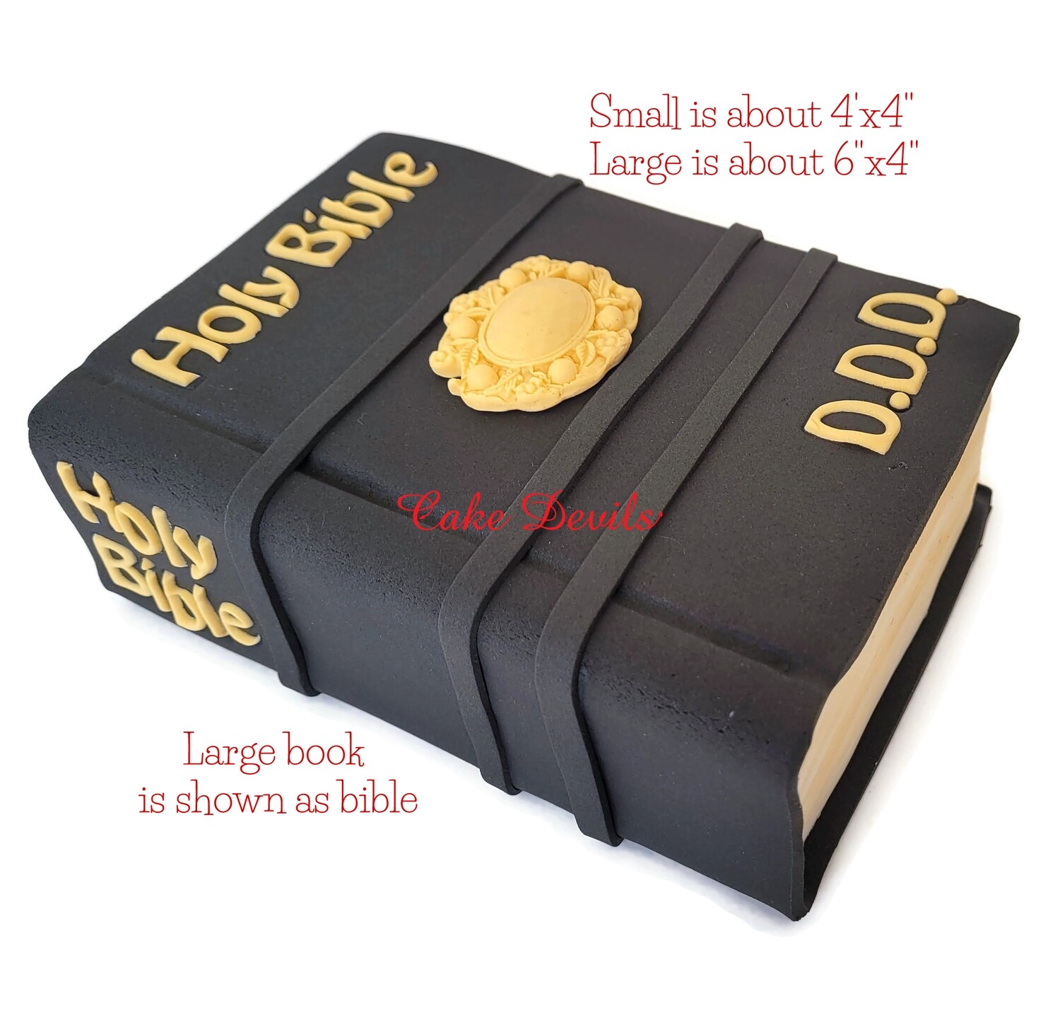 Fondant Holy Bible Book, LARGE Cake Topper - Add initials to personalize!