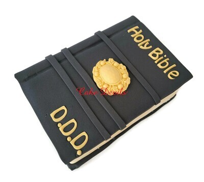 Fondant Holy Bible Book, LARGE Cake Topper - Add initials to personalize!