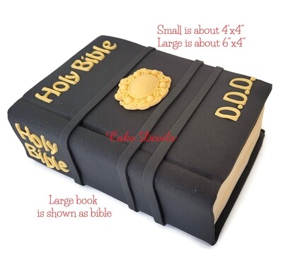 Fondant Holy Bible Book, LARGE Cake Topper - Add initials to personalize!