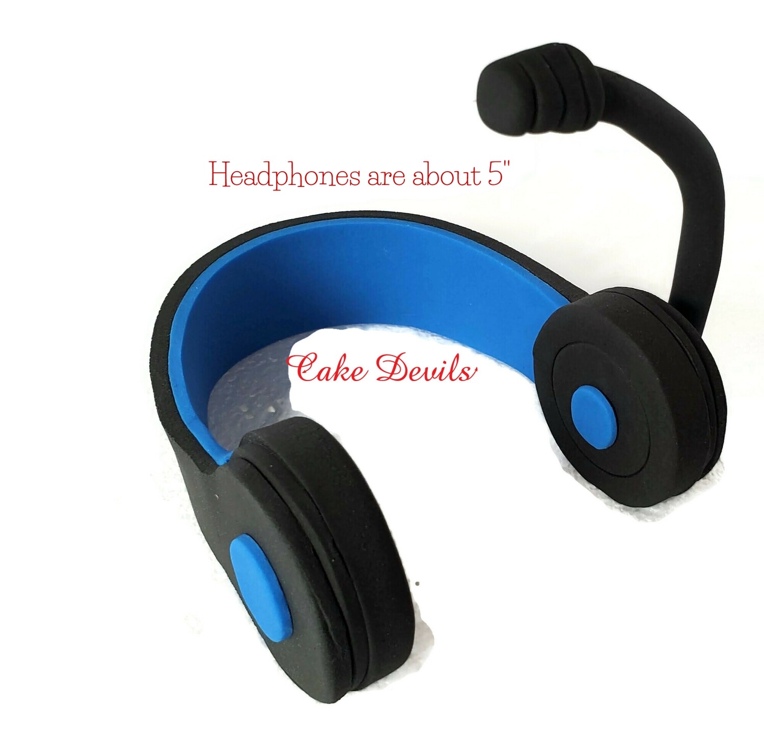 Headphones with Microphone Fondant Cake Topper, Gamer Cake Decorations for DJ, Disc Jockey, Music, Video Watcher