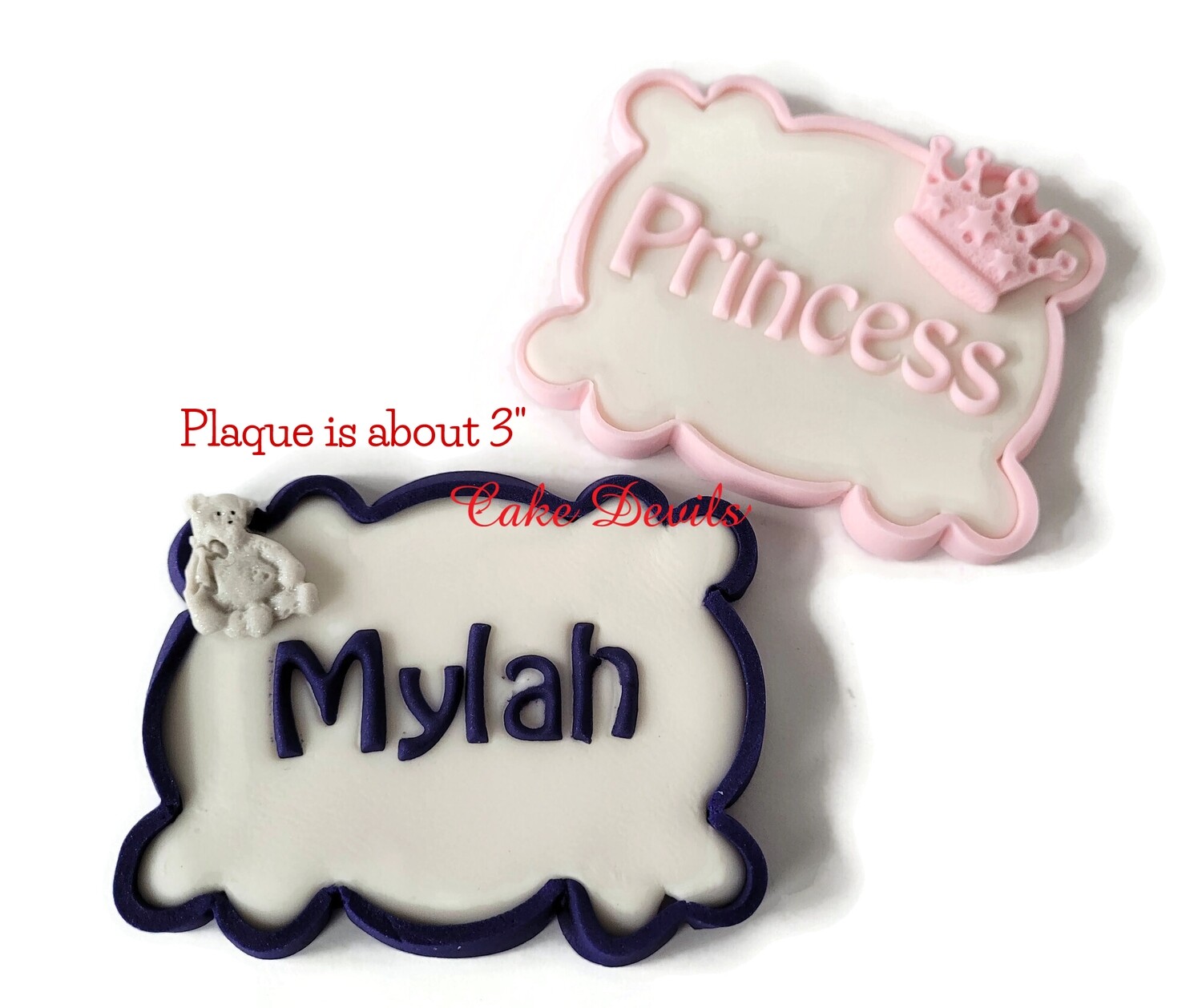 Personalized Name Plate Cake Topper, Fondant Plaque Sign for cake with decoration