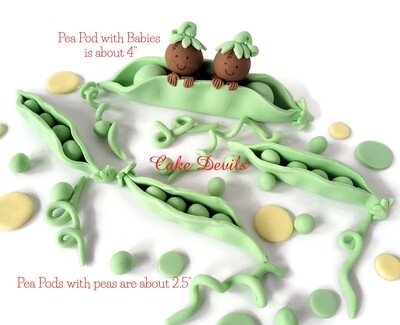Fondant Peas in a Pod Baby Shower Cake Topper, perfect for twins!