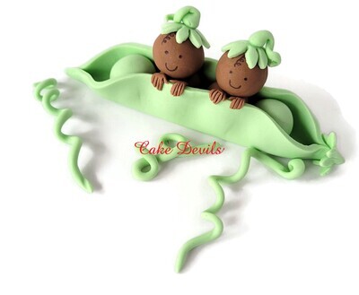 Fondant Peas in a Pod Baby Shower Cake Topper, perfect for twins!