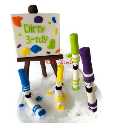 Fondant Markers with Faces Art Cake Toppers with optional Easel