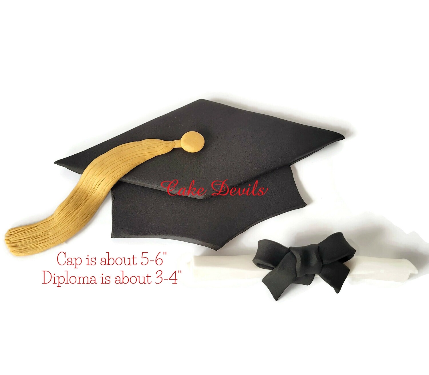 Flat Fondant Graduation Cap and Diploma Edible Fondant Cake Toppers and Decorations
