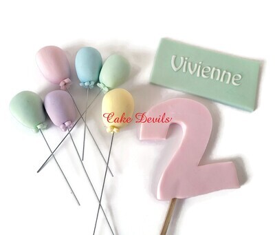 Fondant Balloons Cake Toppers with optional Name and Age