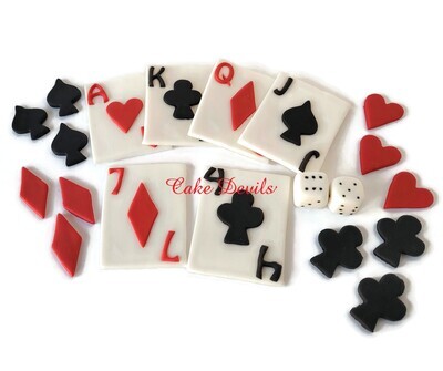 Fondant Playing Cards and Casino Cake Toppers