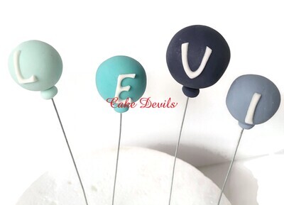 Fondant Letter Balloons Cake Toppers with Dots for birthday, shower cake and more!