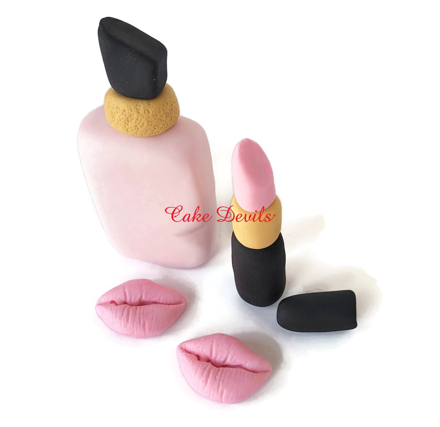 Fondant Lipstick, Lips and Perfume Cake Toppers - Add a Touch of Elegance and Sophistication to Any Cake