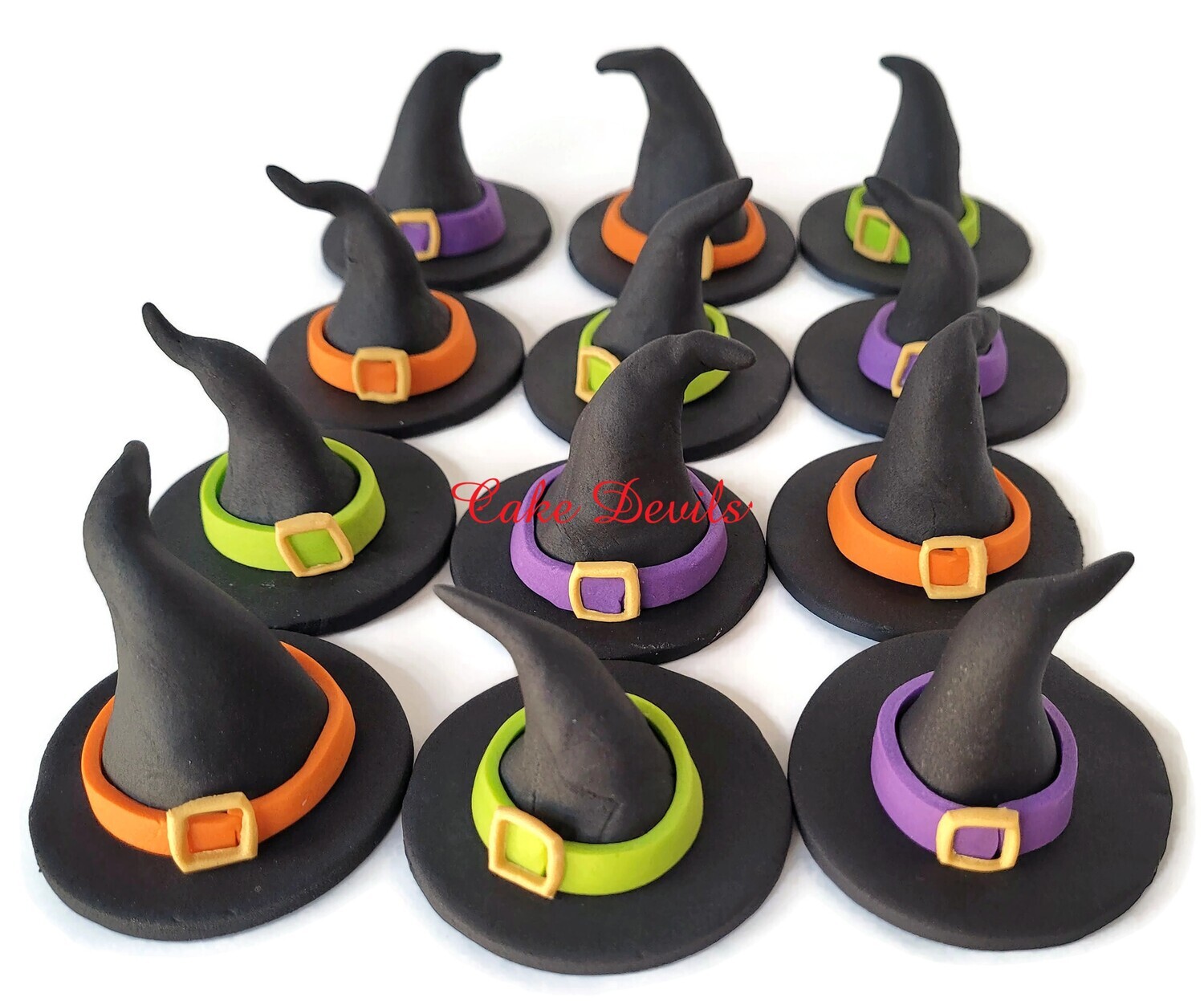 Fondant Witch's Hat Cupcake Toppers, Halloween Cake Decorations