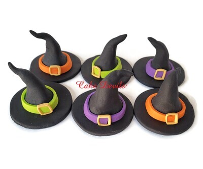 Fondant Witch's Hat Cupcake Toppers, Halloween Cake Decorations