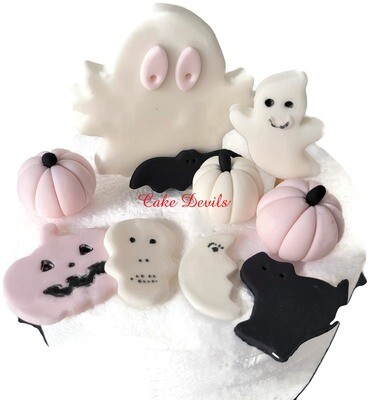 Fondant Halloween Cake Toppers, Ghosts, Pumpkins, Hats, BOO!