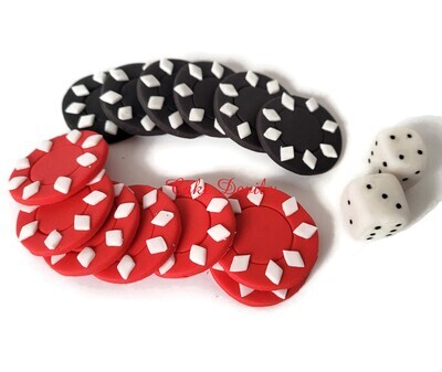 Fondant Casino Chip and Dice Cake Toppers, also great for cupcakes!