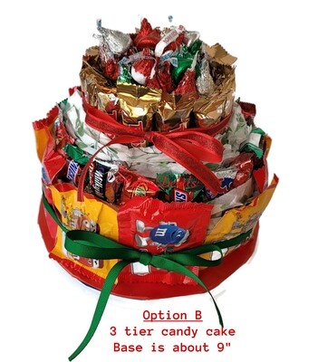 3 tier Christmas Gift Chocolate Candy Cake- Great Centerpiece or Gift!