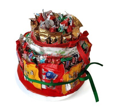 3 tier Christmas Gift Chocolate Candy Cake- Great Centerpiece or Gift!